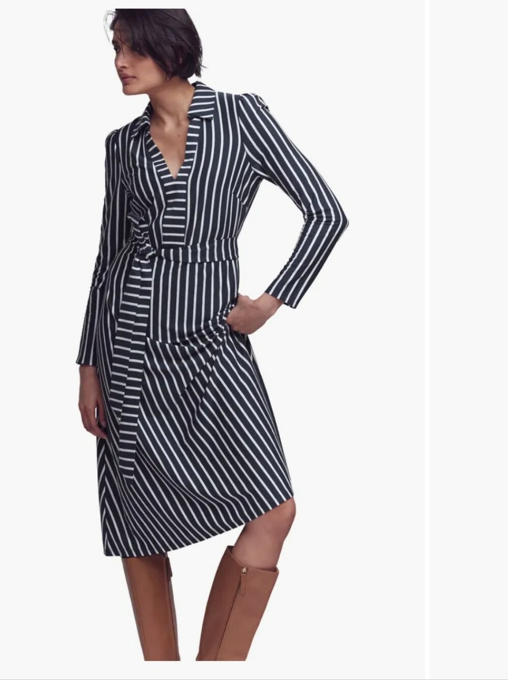 Boden Striped Wrap Shirtdress in Navy and White SZ 8p